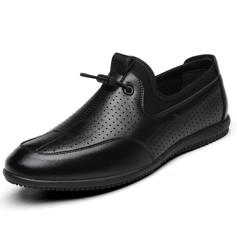 Men's Hollow Leather Shoes Leisure Leather Shoe Driving Shoes - Image 5