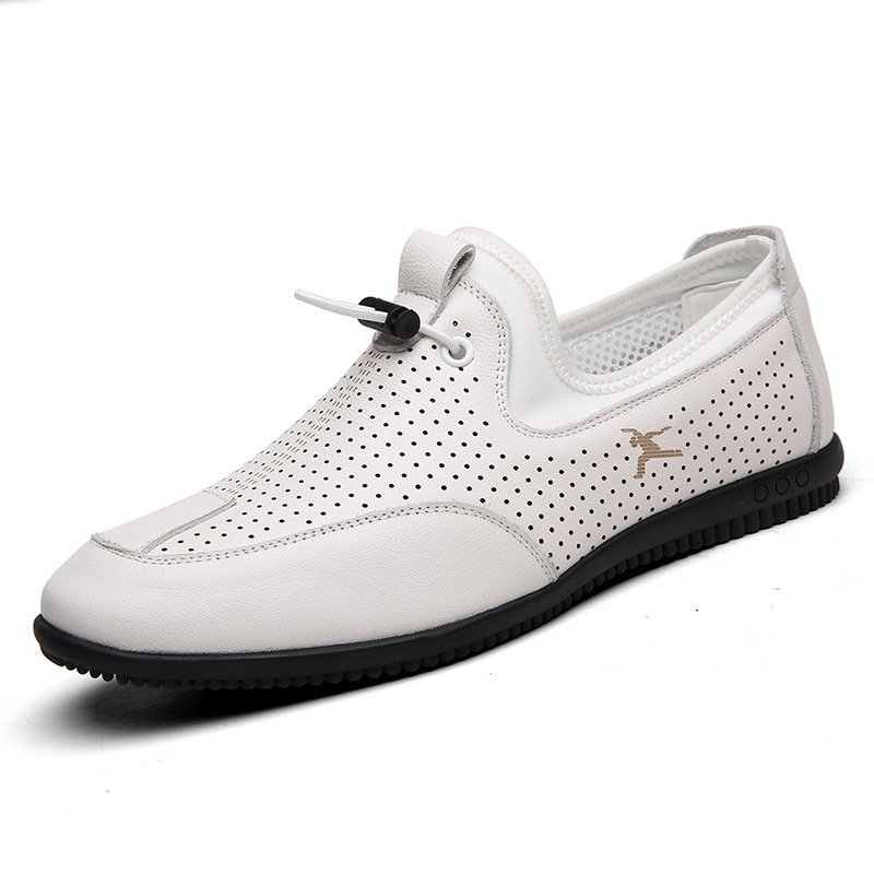 Men's Hollow Leather Shoes Leisure Leather Shoe Driving Shoes - Image 4