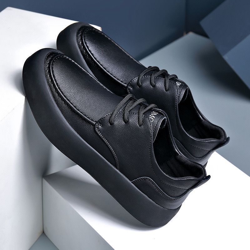 Casual Shoes Fashion Lace-up Shoes Lightweight Platform Leather Breathable Leather Shoes - Image 5